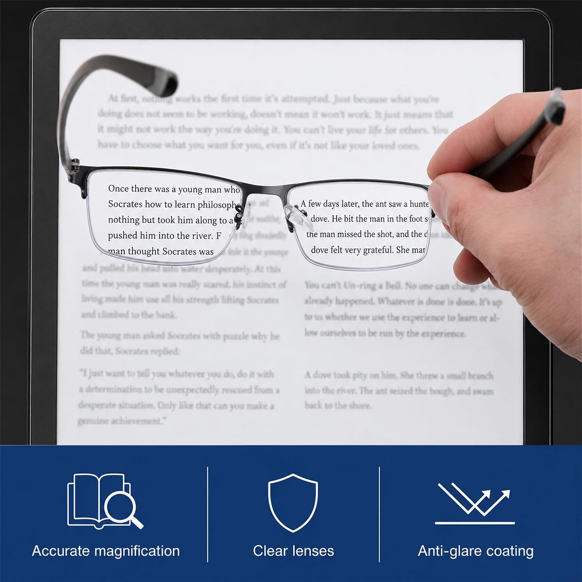 商品图片 7 | B0HBWVWRX5 | FEISEDY Rectangle Blue Light Blocking Reading Glasses Half Frame B0462