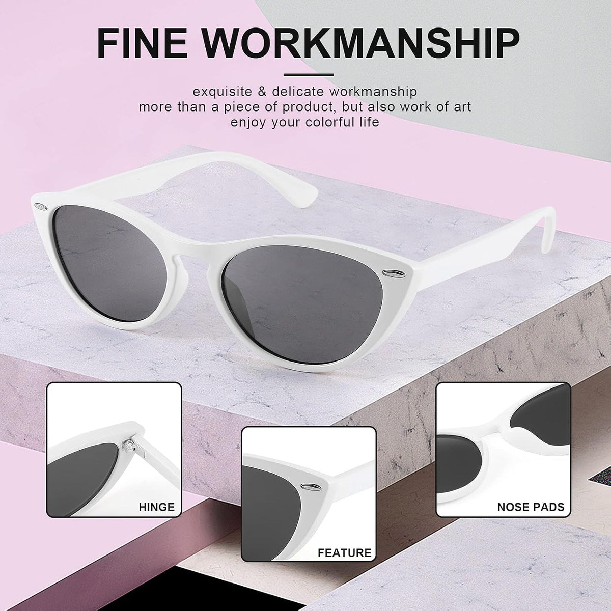 ÉÌƷͼƬ 30 | B08B8G5GR9 | FEISEDY Retro Cat Eye Sunglasses Women Men Vintage Small Cateye UV400 Sunglasses B2617