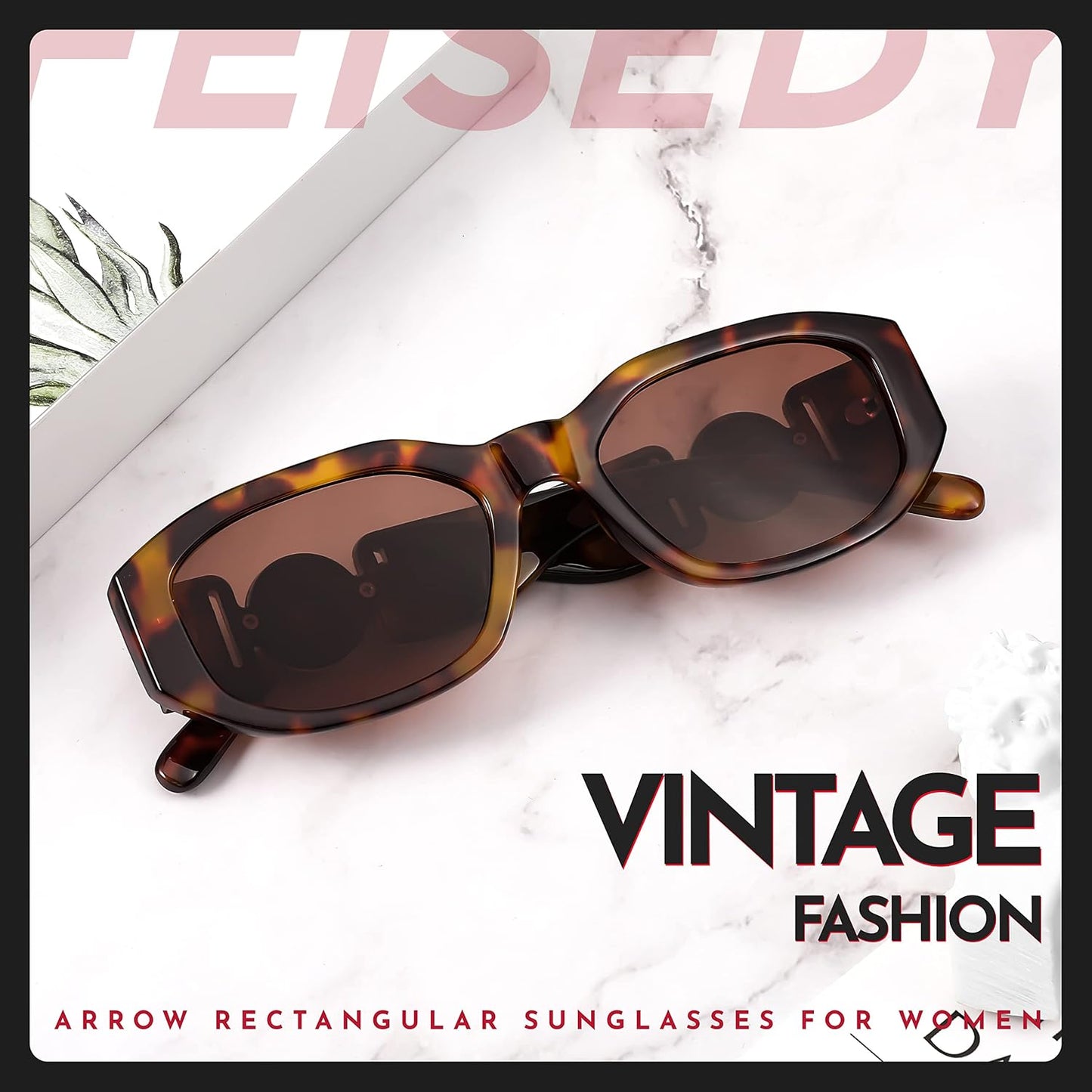 商品图片 20 | B0B5V7T75J | FEISEDY Retro Trendy Rectangle Sunglasses Women Men Narrow Shades B2322