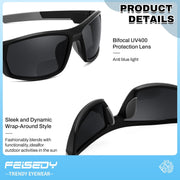 ÉÌƷͼƬ 5 | B0FGJCLQD6 | FEISEDY 2 Pack Bifocal Reader Sunglasses for Men Wrap Around Design Sun Readers Sports/Outdoor/Driving/Fishing B0303