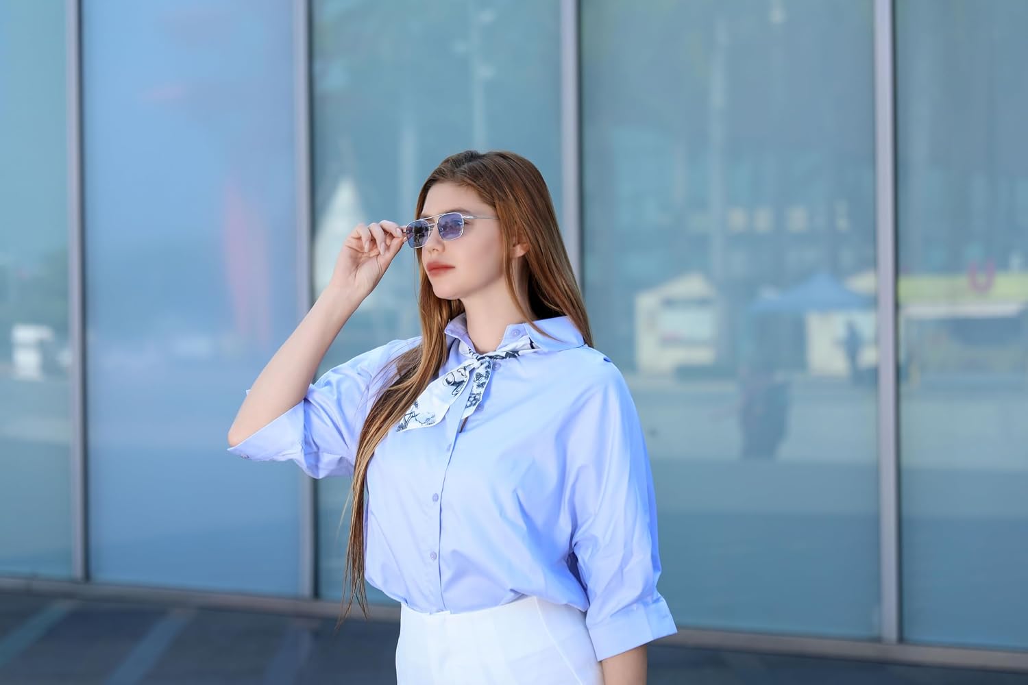 商品图片 12 | B09GKB6G1G | FEISEDY Fashion Square Aviator Sunglasses Women Men Trendy Retro Metal Frame Sun Glasses Candy Color Lens B1036