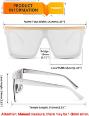 ÉÌƷͼƬ 29 | B09H6XXSDN | FEISEDY Oversized Sunglasses Mens Womens Flat Top Square Trendy Visor Shades UV400 B2470