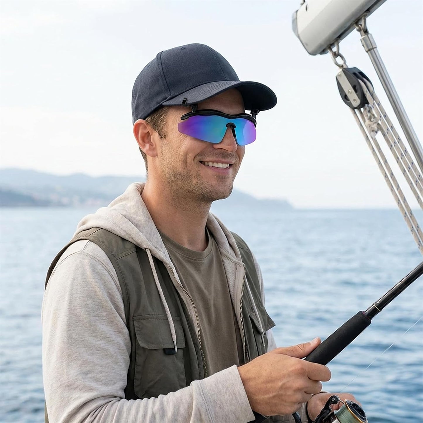 商品图片 18 | B0FZT6Y4FL | FEISEDY Polarized Clip On Sunglasses,Clip Cap Sports Sunglasses,UV400 Sunglasses for Mens Womens Fishing Cycling Hiking B0356