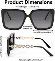 ÉÌƷͼƬ 13 | B08HVPGJW5 | FEISEDY Sunglasses Womens Trendy, Oversized Square Shades, Pearl Inlay Cat Eye Frame UV400 Protection B2625