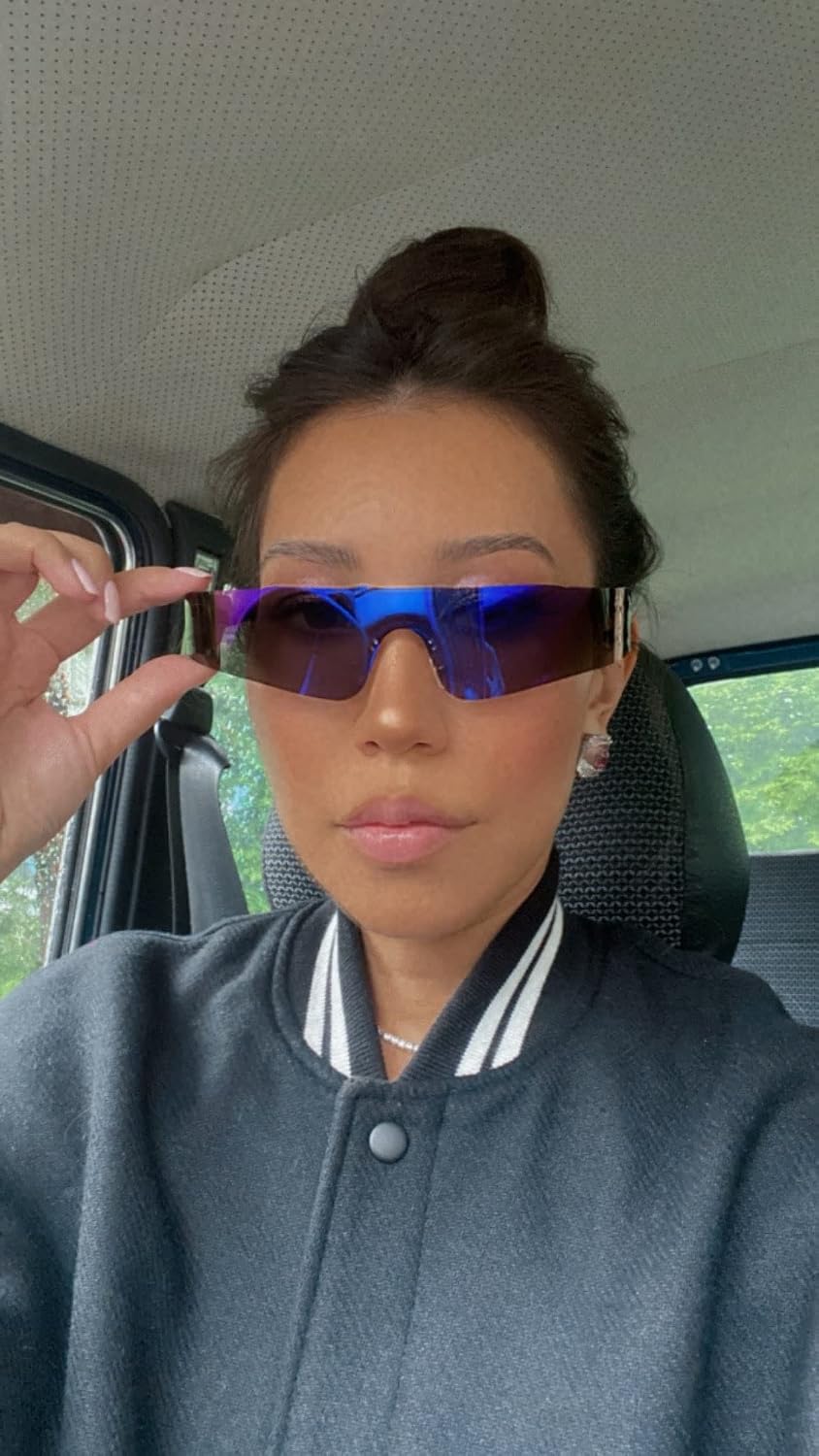 ÉÌƷͼƬ 4 | B0B1V45SXC | FEISEDY Y2K Futuristic Sunglasses Women Men Rimless One Piece Miorred B2927