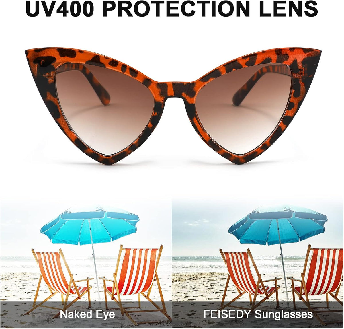 ÉÌƷͼƬ 18 | B09SPTCVBR | FEISEDY Retro Cat Eye Sunglasses for Women Fashion Vintage Cateye Sun Glasses B2235
