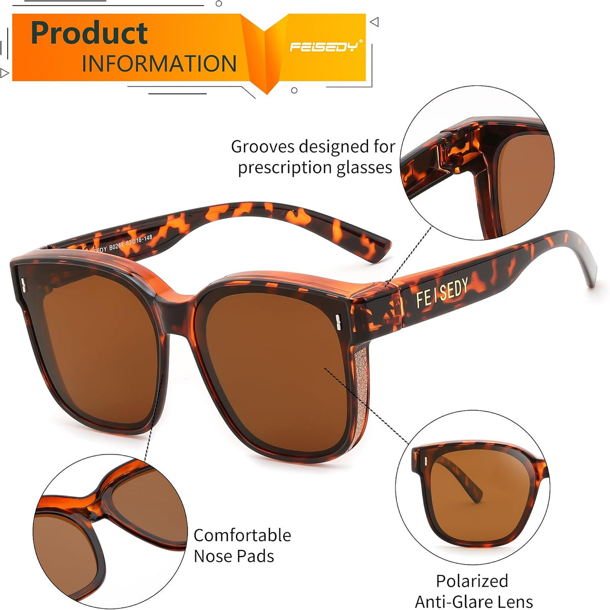 ÉÌƷͼƬ 77 | B0DS5D4WB4 | FEISEDY Sunglasses That Fit Over Glasses for Women Men UV400 B0269