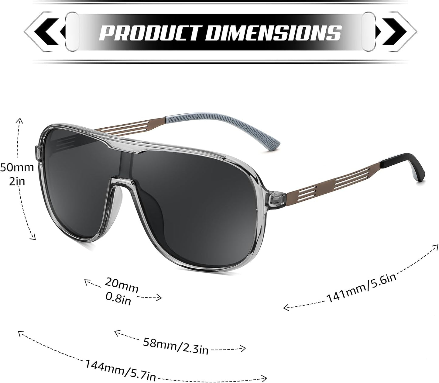 商品图片 33 | B0DSV55WLM | FEISEDY Polarized Sunglasses Men Women Mirrored One Piece Lens B0277