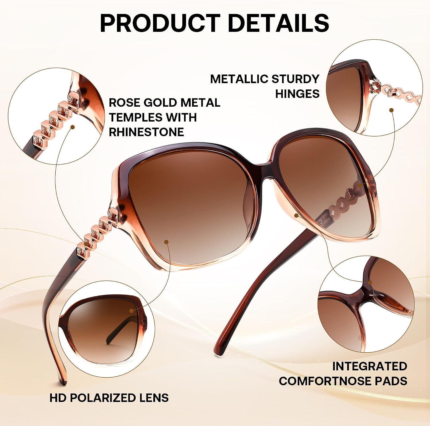 商品图片 11 | B0H8N95LQC | FEISEDY Retro Polarized Sunglasses for Women Chunky Square Frame B0464