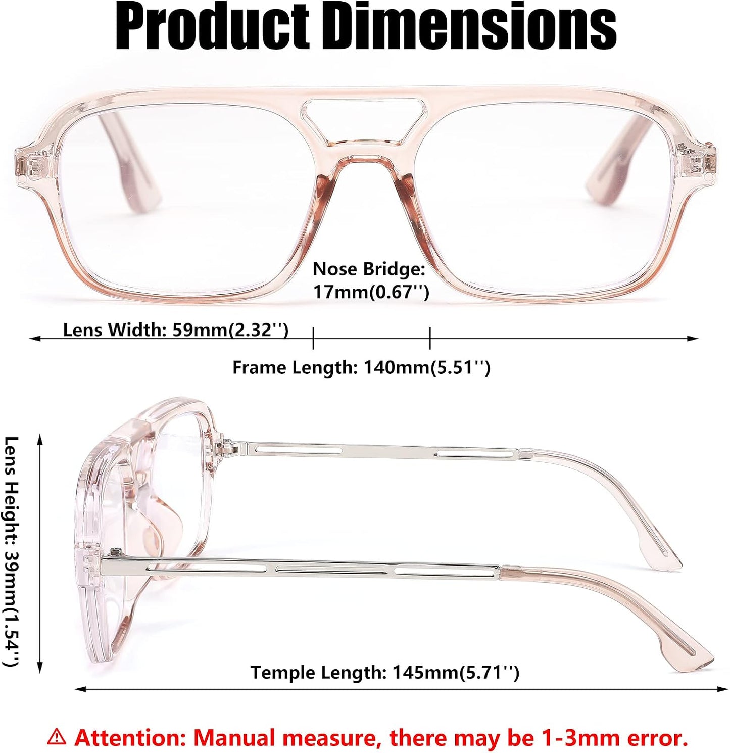 商品图片 14 | B0C65DXFMC | FEISEDY Retro Square Blue Light Blocking Reading Glasses for Women Men 70s Flat Aviator Glasses Anti-Fatigue Reader B2993