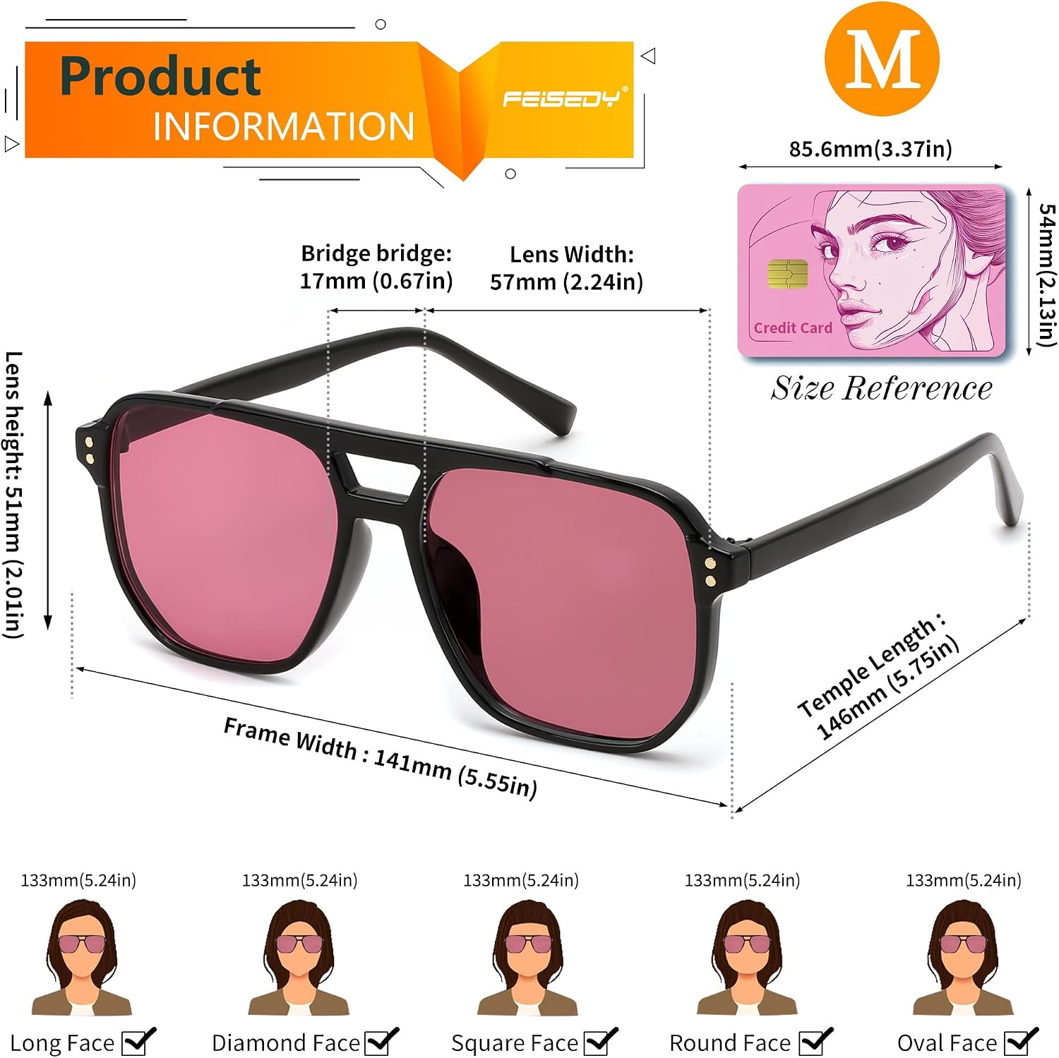 商品图片 3 | B09J8999GR | FEISEDY Retro Square Aviator Sunglasses Women Men 70s Vintage Trendy Plastic Frame Sun Glasses B2835