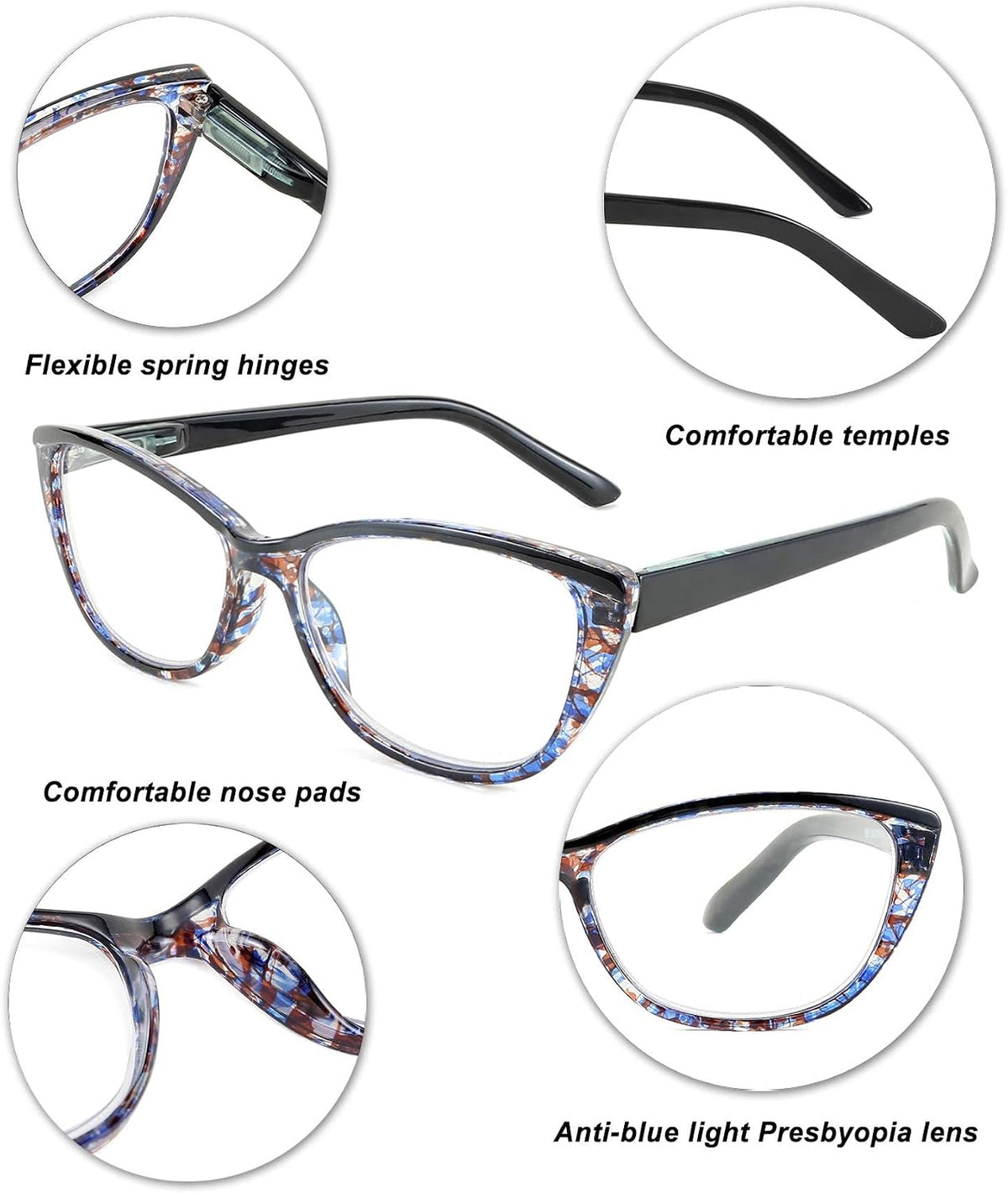 ÉÌƷͼƬ 3 | B08G4KF9KC | FEISEDY Progressive Multifocus Blue Light Blocking Reading Glasses No Line Multifocal Readers with Spring Hinge B2675