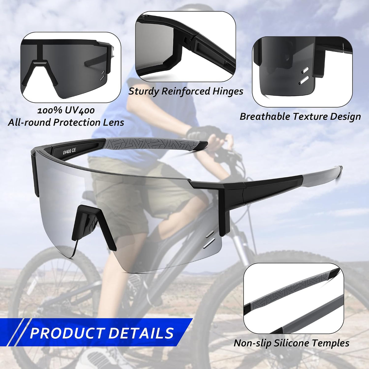 ÉÌƷͼƬ 77 | B0CCJ9N8C5 | FEISEDY Kids Sports Sunglasses UV400 for Youth, Ages 8-16 B0048