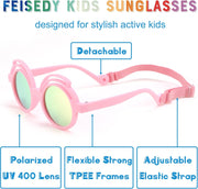 ÉÌƷͼƬ 43 | B0CQBTQZFP | FEISEDY Baby Polarized Round Sunglasses Flexible Rubber Shades with Strap for Infant Toddler Newborn Age 0-24 Months B0060