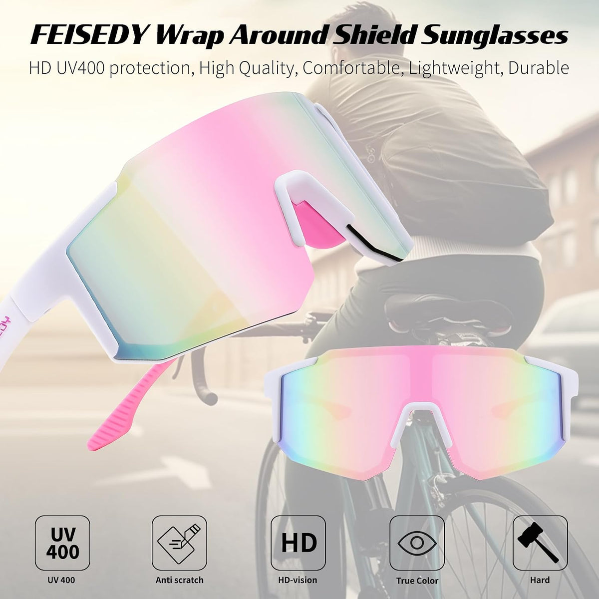 ÉÌƷͼƬ 4 | B0DTYL7JBV | FEISEDY Sports Sunglasses for Men, Women and Teens - Baseball, Biking, Cycling UV400 Protection B2388