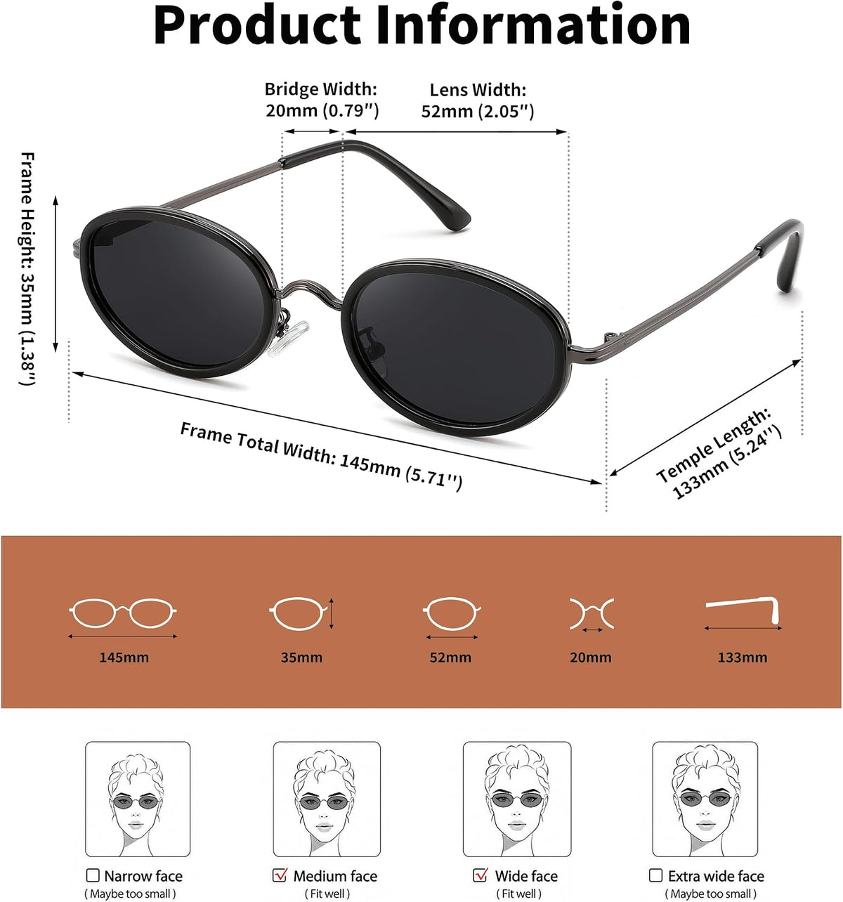 ÉÌƷͼƬ 6 | B0H2XM1HNJ | FEISEDY 90s Retro Oval Cat Eye Sunglasses UV400 Small Face B0450