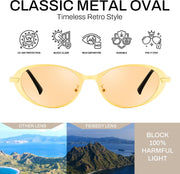 ÉÌƷͼƬ 10 | B0GVDPV1W4 | FEISEDY Metal Oval Sunglasses UV400 Protection for Women and Men B0429
