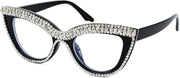 Stripe Diamond / 51 Millimeters | B0BLGK6PVG | FEISEDY Diamond Blue Light Blocking Glasses Cat Eye Rhinestone Women Oversized Anti Eyestrain Computer Glasses Frame B2358