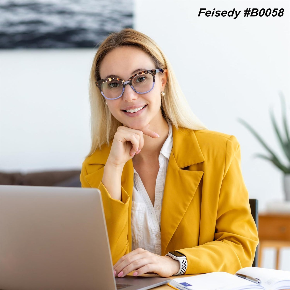 ÉÌƷͼƬ 10 | B0CNGMZZZX | FEISEDY Retro Square Reading Glasses Anti Glare Digital Blue Light Blocking Eyestrain for Women Reader B0058