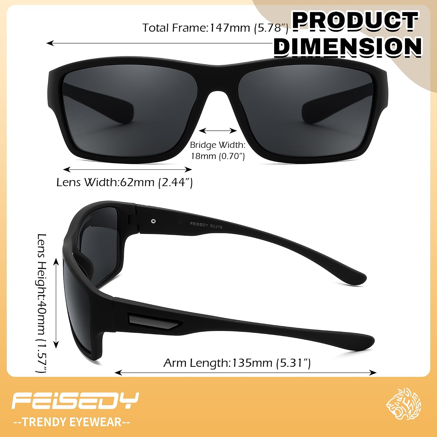 商品图片 6 | B0FD3DG91N | FEISEDY Polarized Sunglasses Readers - UV400 Protection, Wrap Sports, Outdoor Reading Sunglasses - Fishing Driving B2379