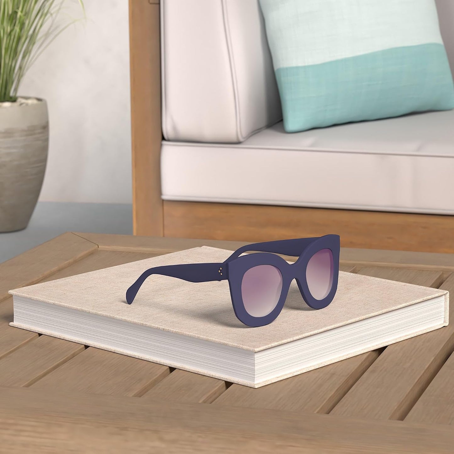 商品图片 20 | B083TZVTXV | FEISEDY Retro Oversized Square Horn Sunglasses Semi Cat Eye Butterfly Glass Big Thick Bold Frame B2572