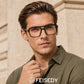 商品图片 2 | B0D9NJ18RZ | FEISEDY Retro Aviator Square Blue Light Glasses for Men Women B0209