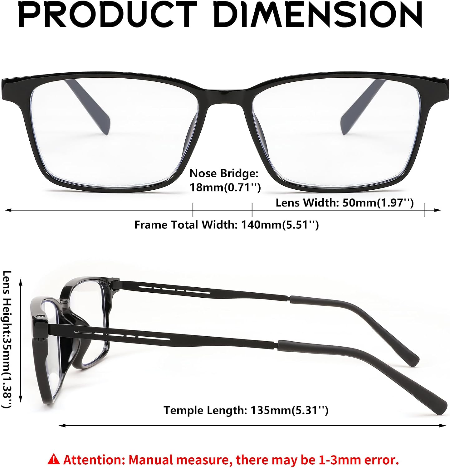 商品图片 7 | B0C76TH7N3 | FEISEDY Lightweight TR90 Flexible Titanium B Rectangle Reading Glasses Anti-Blue Light Eyeglass B0018