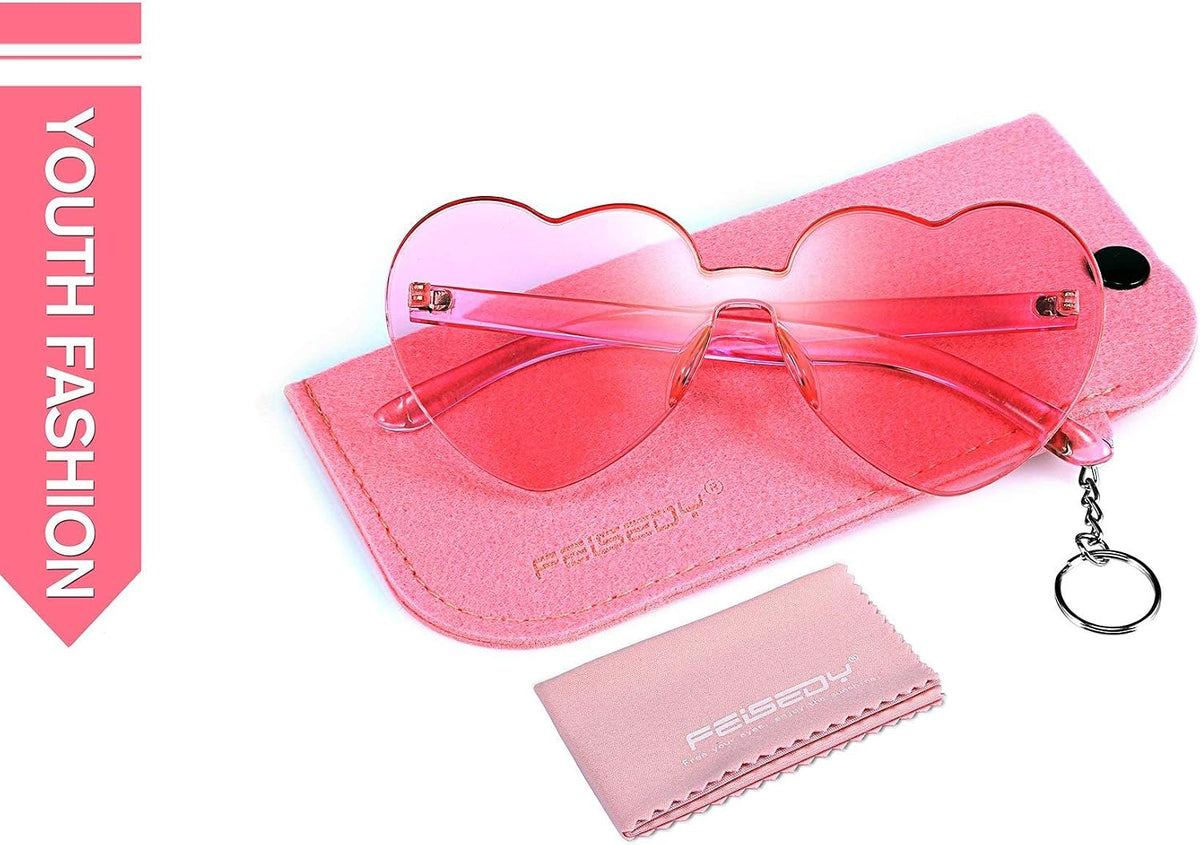 ÉÌƷͼƬ 45 | B07BLKHDRH | FEISEDY Thick Heart Sunglasses Rimless Heart Shaped Sun Glasses Women Fashion Love Glasses B2419