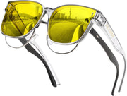 Yellow Lens - Transparent Gray Frame / 64 Millimeters | B0DPFNRYV6 | FEISEDY Sunglasses That Fit Over Glasses for Women Men UV400 B0269