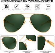 ÉÌƷͼƬ 11 | B0FKML2SSC | FEISEDY Oversized Aviator Sunglasses Women Men - Retro Gold Metal Chunky Frame, UV400 for Driving & Daily Wear B0311