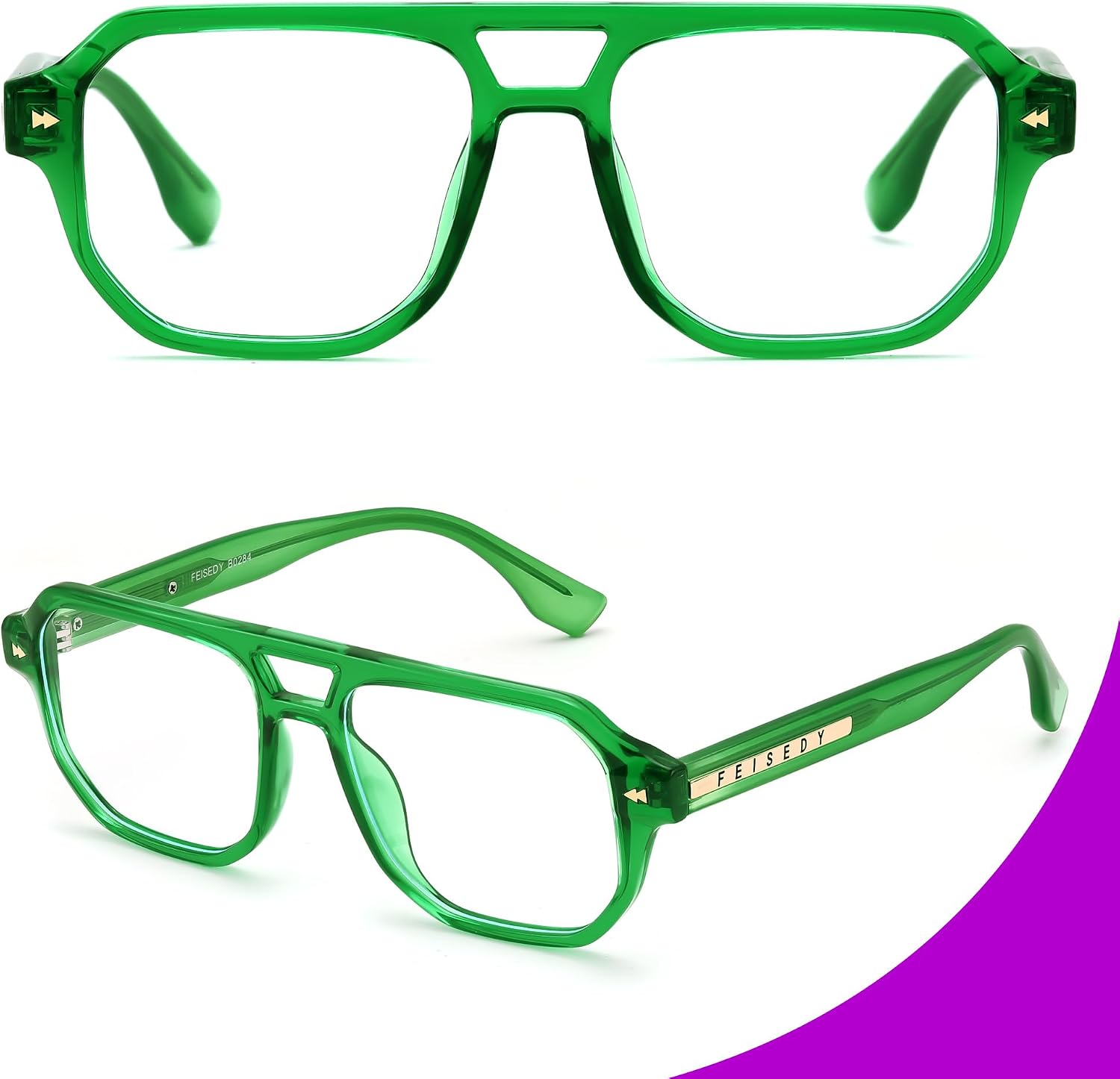 商品图片 21 | B0FHKFDMDZ | FEISEDY Aviator Blue Light Glasses for Men Women, Retro 70s Style Design TR90 Anti Glare Digital Eyestrain & Daily Wear B0284