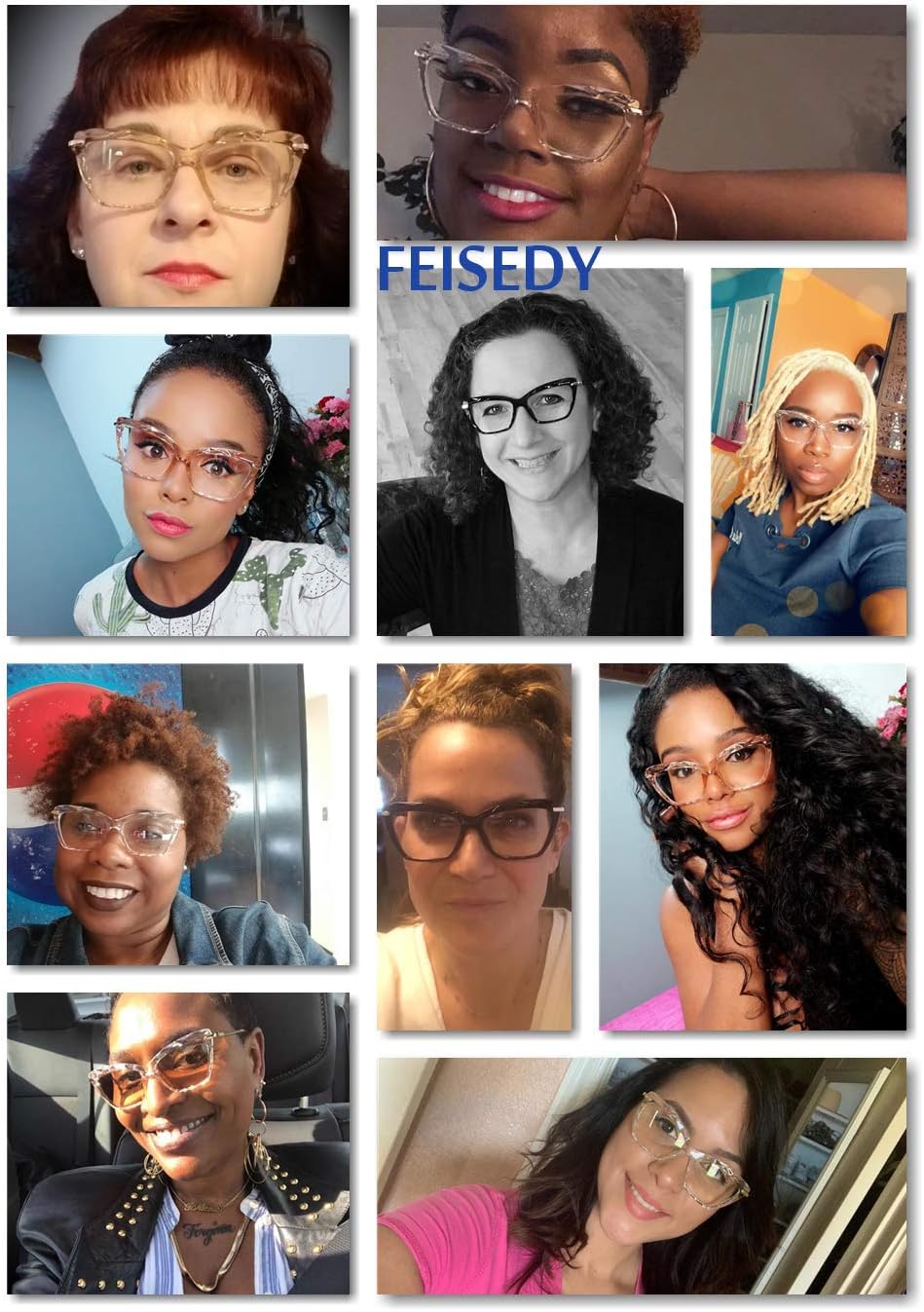 ÉÌƷͼƬ 13 | B07S9JPPPF | FEISEDY Crystal Cat Eye Glasses Frame Blue Light Blocking Computer Eyewear B2500