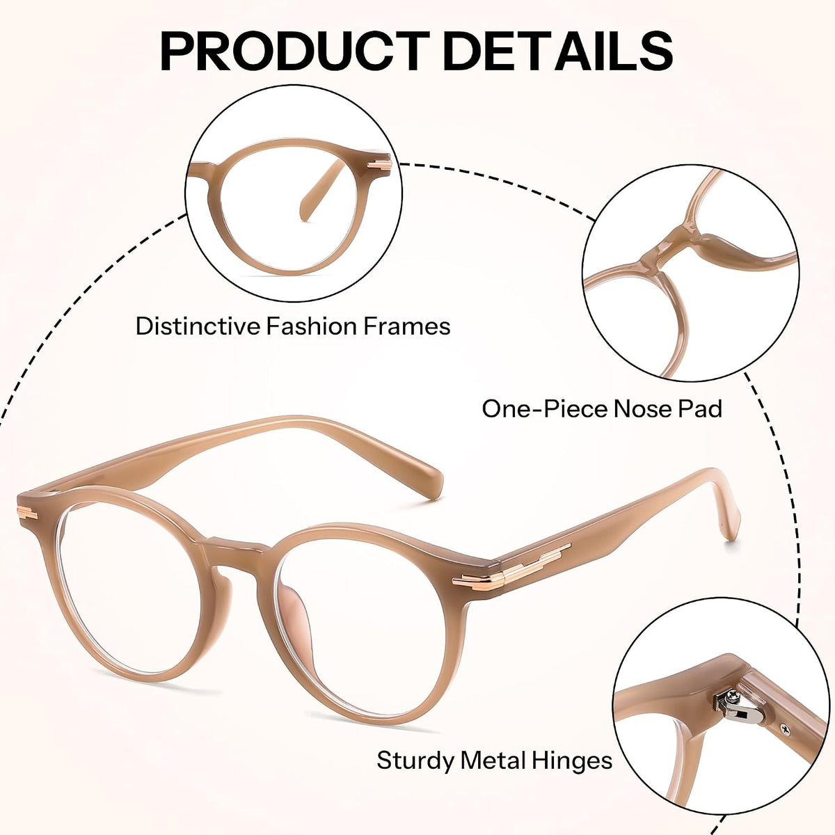 ÉÌƷͼƬ 19 | B0HC6D93TL | FEISEDY Stylish Round Blue Light Blocking Glasses for Women Men B0469