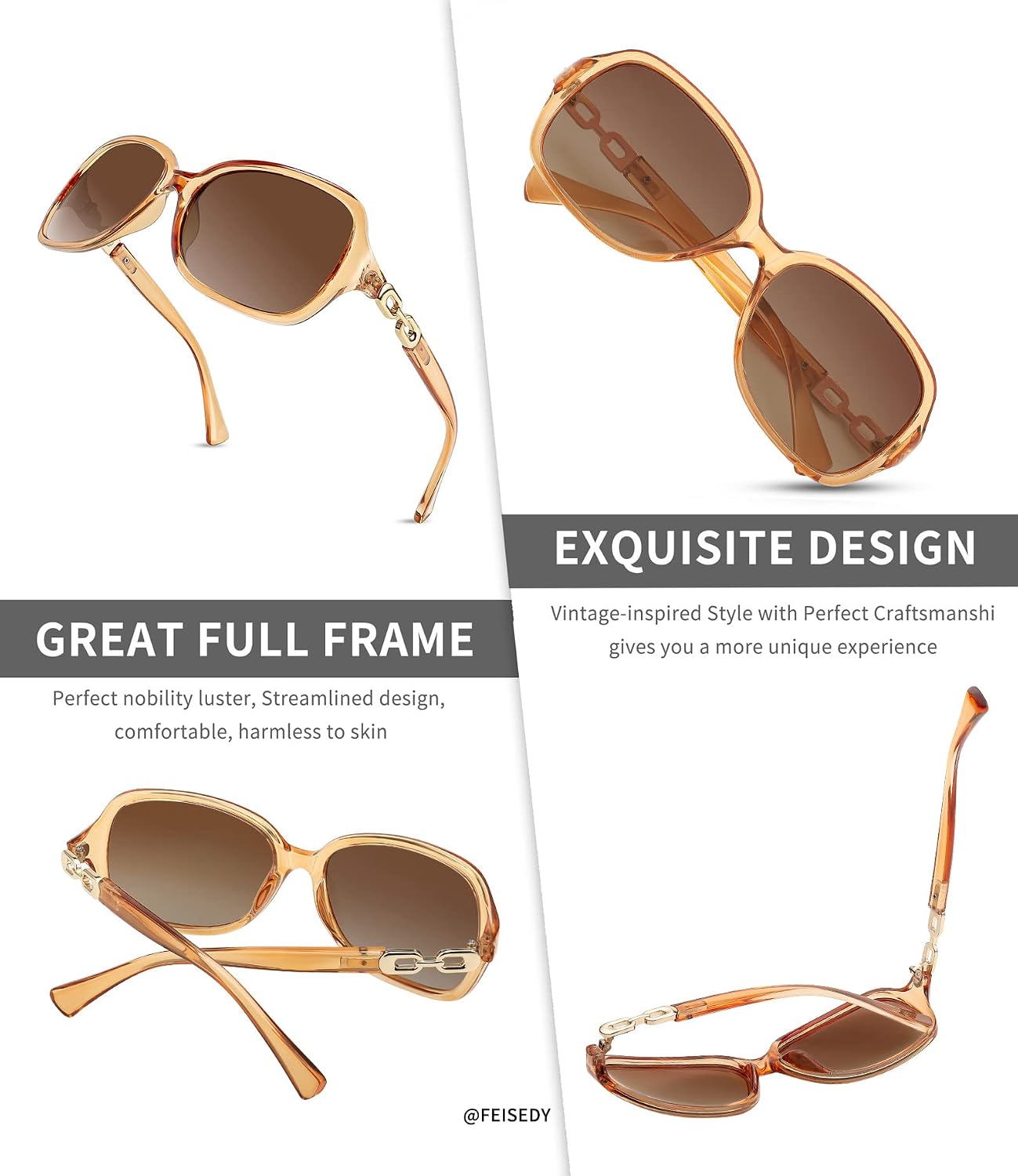 商品图片 45 | B08LPZDDKZ | FEISEDY Womens Polarized Sunglasses Square Wraparound Shades UV400 Mirrored Trendy Sun Glasses for Women B2526