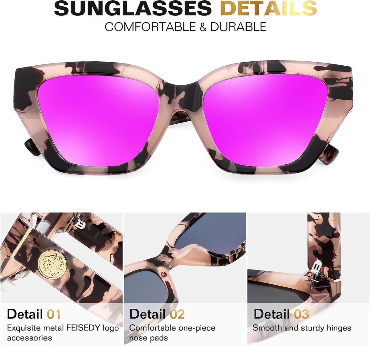 ÉÌƷͼƬ 49 | B0F8N6T6HM | FEISEDY Women's Polarized Cat Eye Sunglasses - UV400 Protection, Trendy Design for Driving & Daily Wear B0299