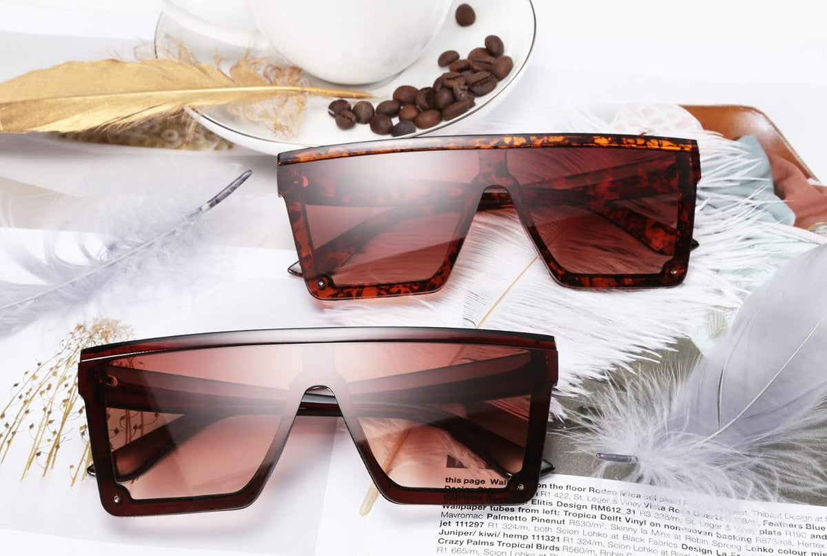 ÉÌƷͼƬ 76 | B09H6XXSDN | FEISEDY Oversized Sunglasses Mens Womens Flat Top Square Trendy Visor Shades UV400 B2470