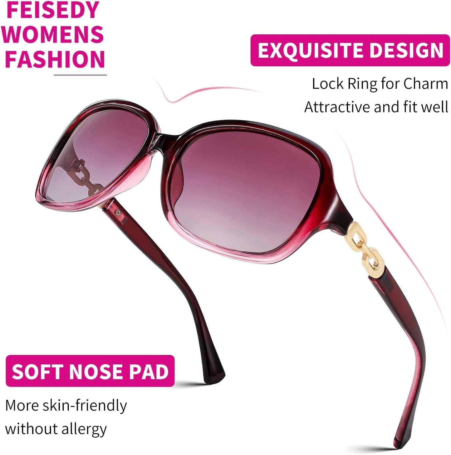 商品图片 37 | B08LPZDDKZ | FEISEDY Womens Polarized Sunglasses Square Wraparound Shades UV400 Mirrored Trendy Sun Glasses for Women B2526
