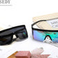 商品图片 63 | B096SD9GGG | FEISEDY Oversized Mirror Shield Sport 80s Sunglasses Ski Goggles Flat Top One Piece Futuristic Visor Women Men B2522