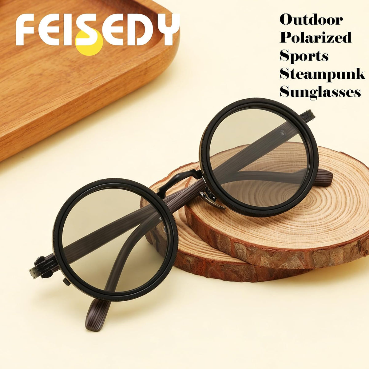 ÉÌƷͼƬ 4 | B0GG9L2R9Z | FEISEDY Adjustable Polarized Sunglasses Round ND TAC Lenses UV400 B0380