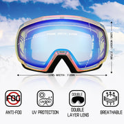 商品图片 5 | B0GHRB6WCQ | FEISEDY Ski Goggles, OTG Snow Sport Goggles for Adult Youth, Anti-Fog UV400 Protection Bendable Dual-Lenses B2961