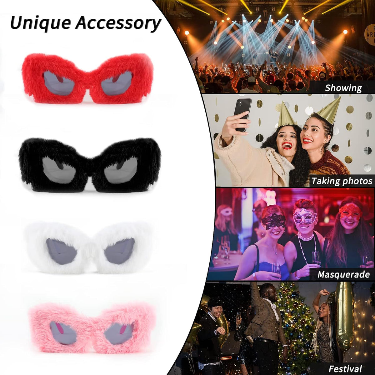 ÉÌƷͼƬ 125 | B09PN9V5N6 | FEISEDY Sunglasses Women Plush Fuzzy Soft Velvet Party Masquerade B2877