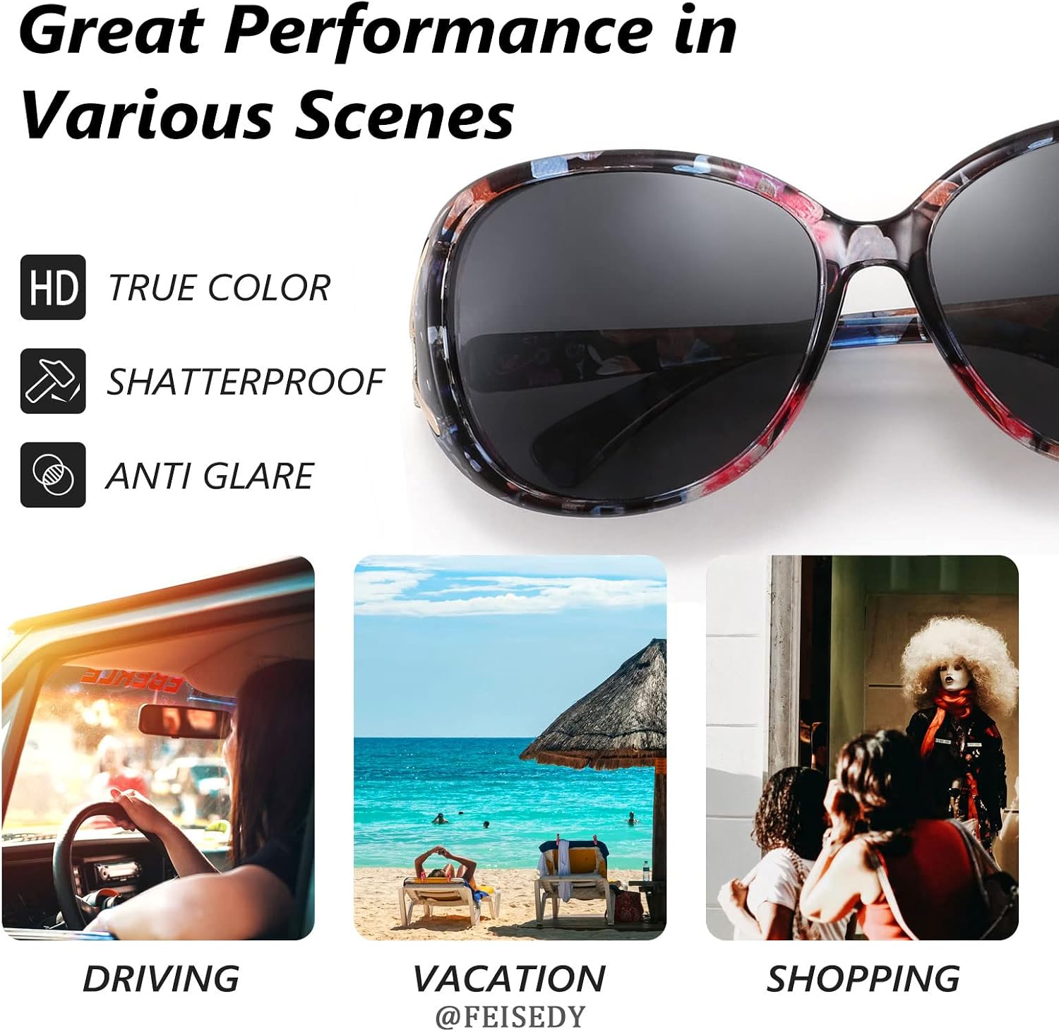 商品图片 15 | B08S7G8RRP | FEISEDY Oversized Polarized Sunglasses Women Men Large Shades B2730