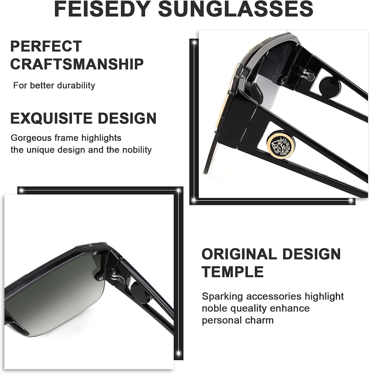 ÉÌƷͼƬ 44 | B09L4V27YS | FEISEDY Square Oversized Sunglasses for Men Women Flat Top B2765