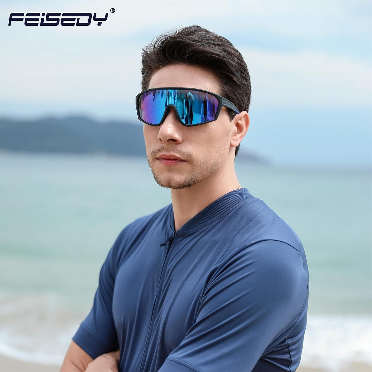 ÉÌƷͼƬ 3 | B0CSJXGX3L | FEISEDY Polarized Sports Sunglasses for Men Women Cycling Running Fishing Tac Glasses UV400 Protection B1125