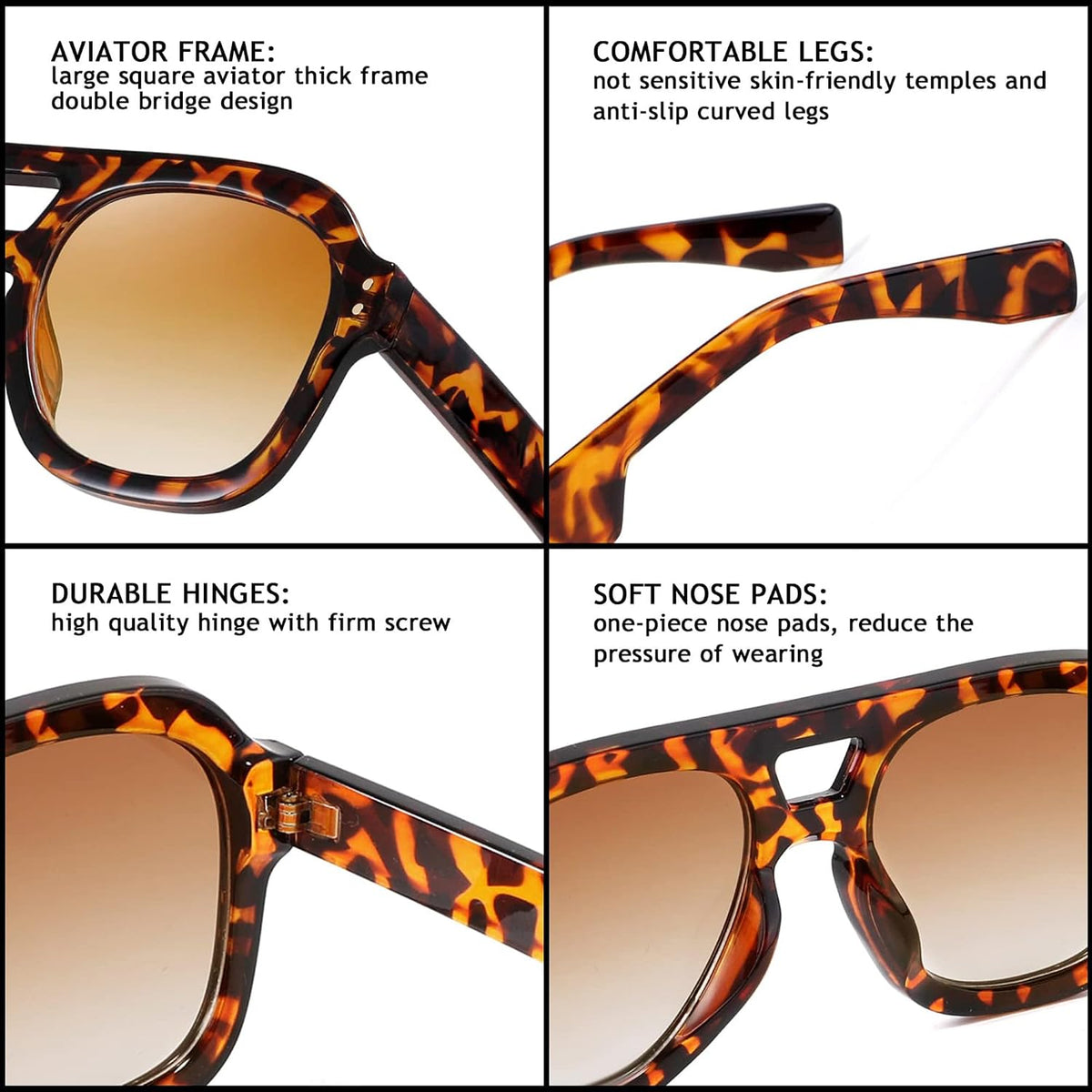 ÉÌƷͼƬ 77 | B09KV1MSHN | FEISEDY Aviator Sunglasses For Women Men Square Chunky Trendy Eyewear B2846