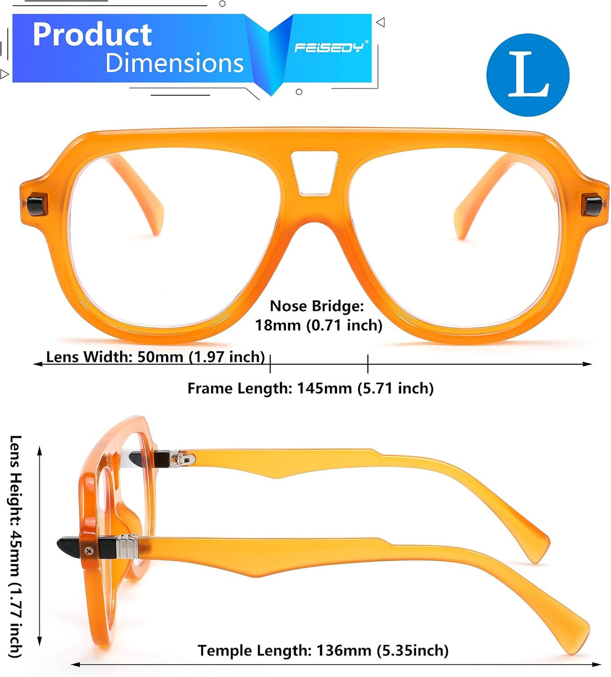 ÉÌƷͼƬ 16 | B0CFFB9X5W | FEISEDY Aviator Frame Glasses for Women Men Blue Light Blocking Glasses Anti Glare Computer Eyeglasses B0039