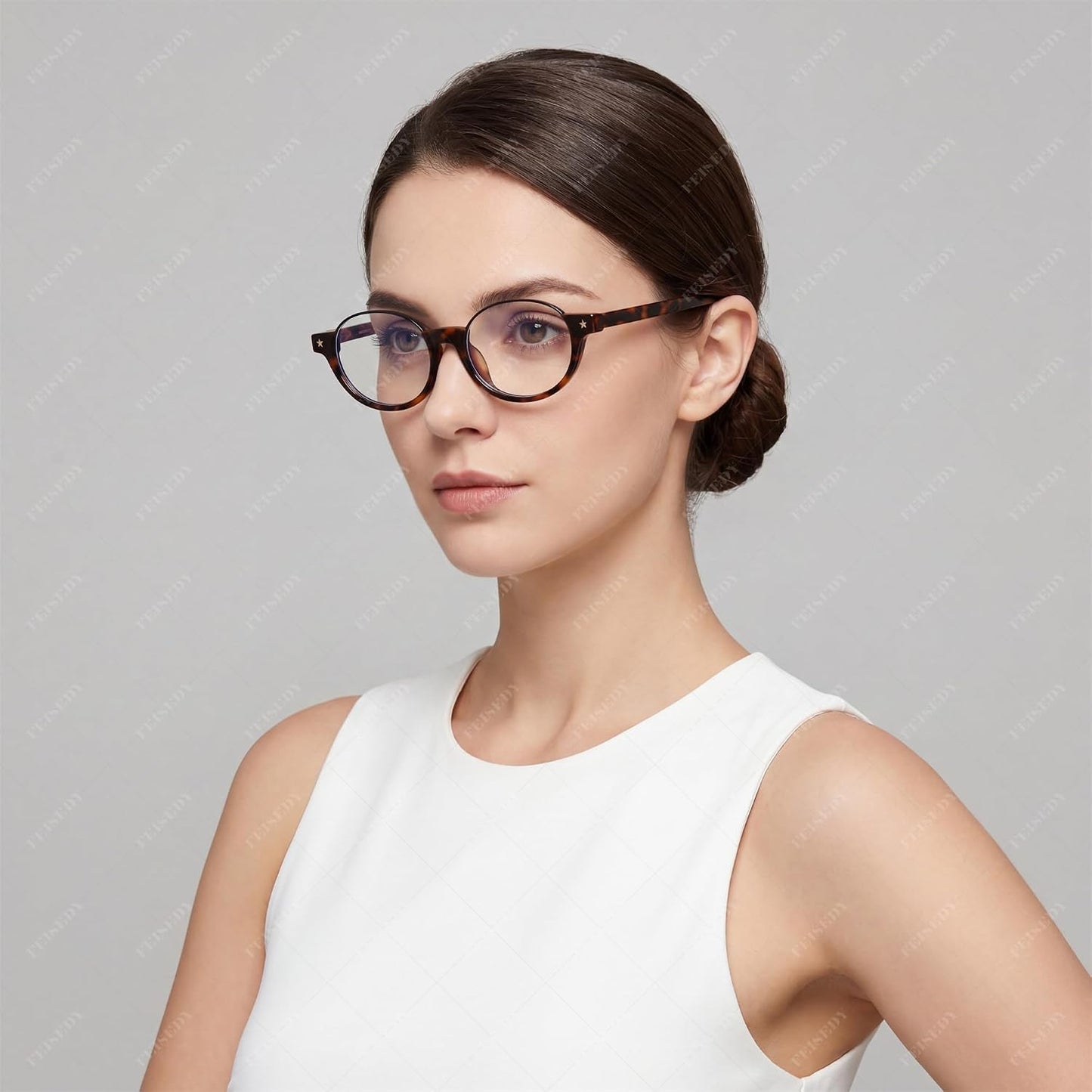 商品图片 13 | B0GS9JVKV9 | FEISEDY Trendy Oval Blue Light Glasses for Women Fake Nerd Eyewear Frame Anti Glare B1380