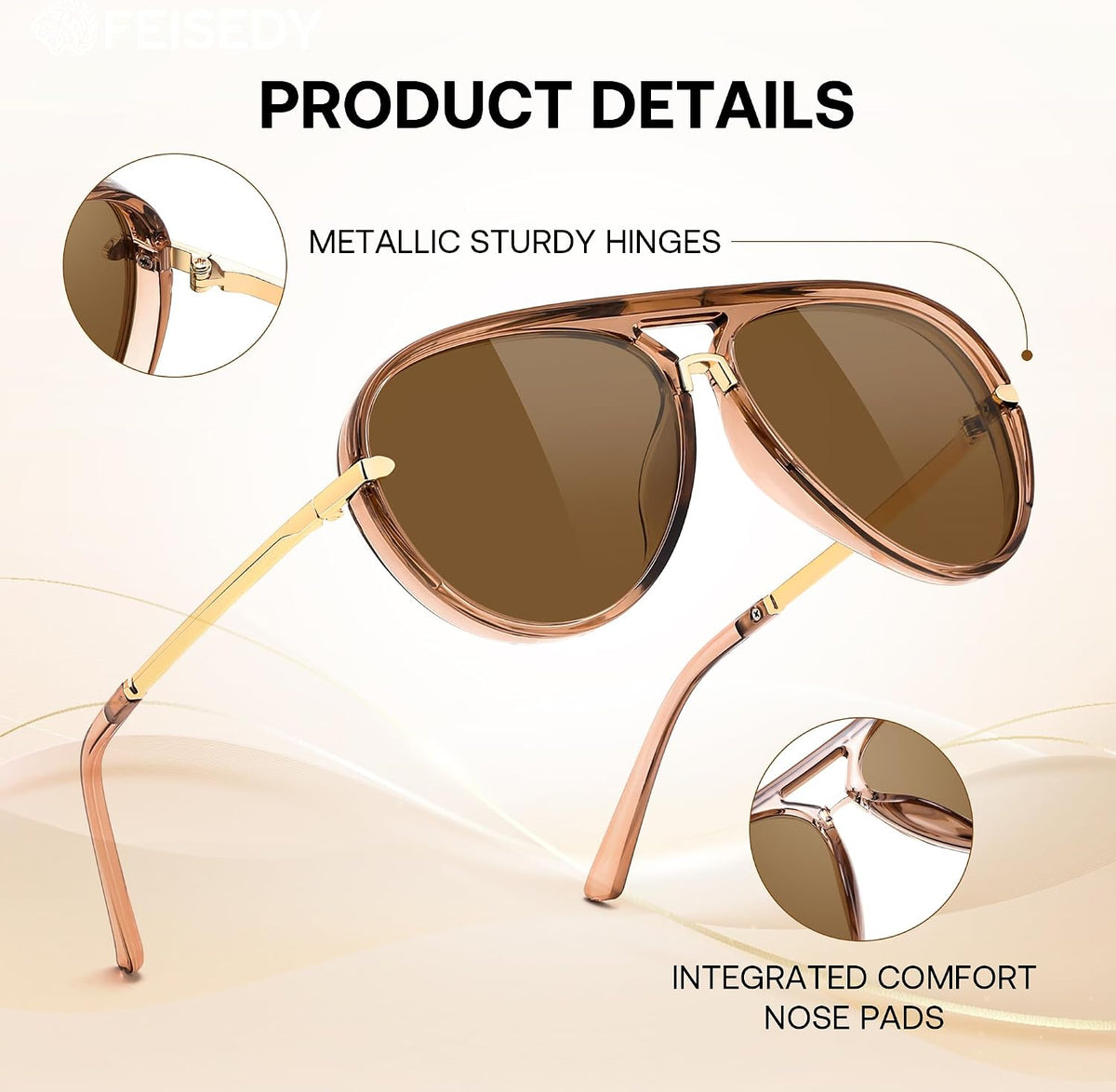 ÉÌƷͼƬ 5 | B0GYVVZBQM | FEISEDY Classic Aviator Sunglasses UV400 Protection for Women Men B0461