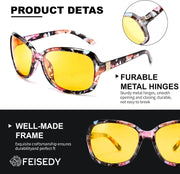 ÉÌƷͼƬ 5 | B081YY5RM3 | FEISEDY Classic Womens Night Glasses Driving Anti Glare Wrap Around Yellow Sunglasses B2548