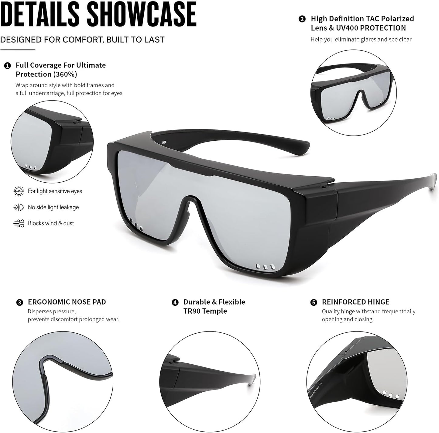 商品图片 25 | B0H2Z4Q1KM | FEISEDY Fit Over Glasses Polarized Sunglasses for Men Women B0456